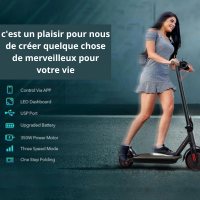 Trottinette Électrique 350W Pliable avec Batterie 36V 10.4Ah et Application pour Adultes